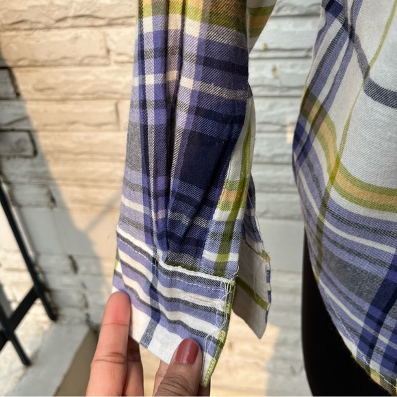 Blue Yellow White Checked Shirt - Picture 6 of 6
